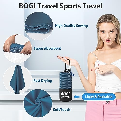 BOGI 4-Pack XL Microfiber Travel & Beach Towels - Quick Dry, Soft & Lightweight