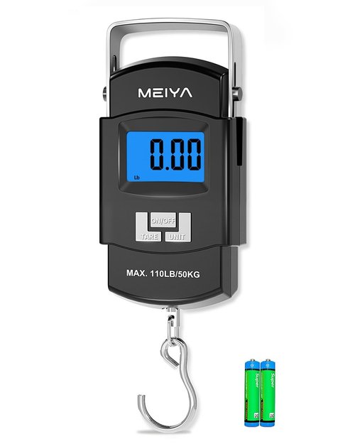 MEIYA Digital Fishing Scale - 110lb/50kg Capacity, Backlit LCD, Portable Handle & Stainless Steel Hook
