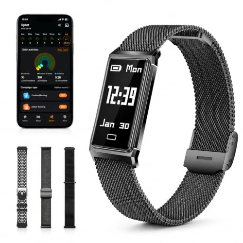 Emerhome Black Fitness Tracker with Heart Rate & Sleep Monitoring