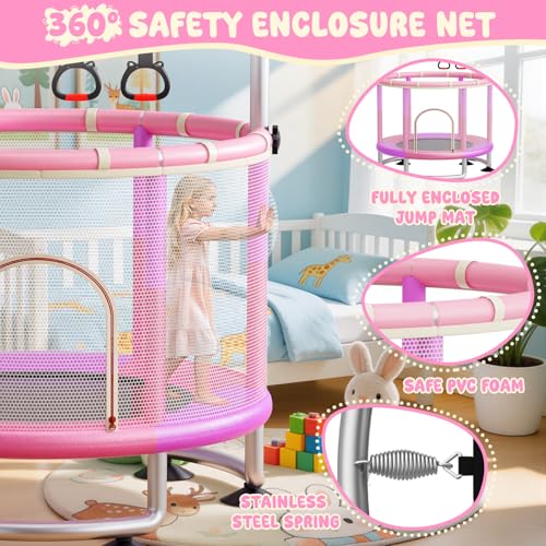 60-Inch Toddler Trampoline for Kids - Light Purple 5-in-1 Indoor Outdoor Bouncer