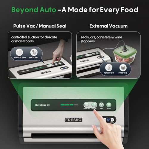 FRESKO Automatic Food Vacuum Sealer - Silver, Fast Seal for Bulk & Meal Prep