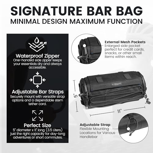ALMSTHRE Signature XL Bike Handlebar Bag Midnight Black Waterproof Hard Shell