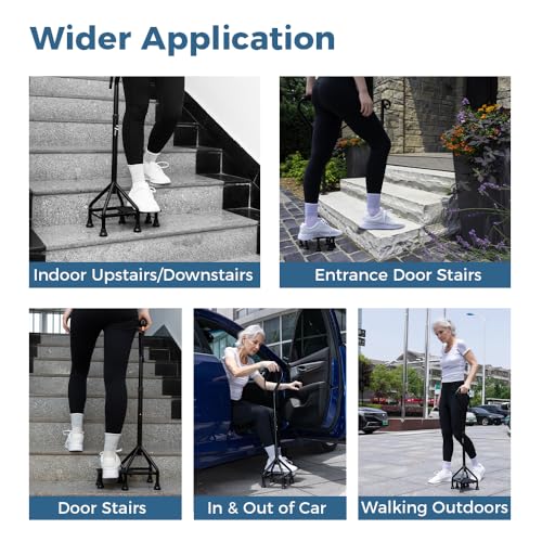 Adjustable Stair Climbing Cane for Seniors with Non-Slip Walk Aid