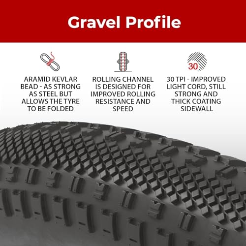 700x38c Gravel Bike Tire & Schrader Tube Set - Foldable, Puncture-Resistant, with Schrader Tubes