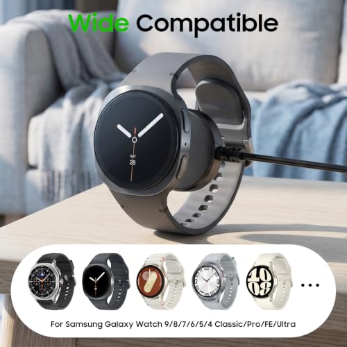 Magnetic Charging Cable for Samsung Galaxy Watch 9/8/7/6/5/4, 1.5M Black