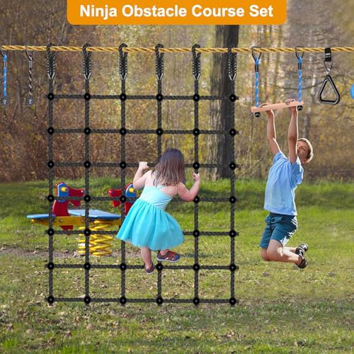 Black 49 x 77 Inch Heavy Duty Climbing Cargo Net for Outdoor Play Kids & Adults
