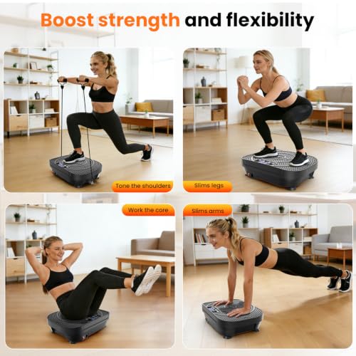 AXV BasicBlack Vibration Plate Exercise Machine Full Body Shaker for Weight Loss & Fitness