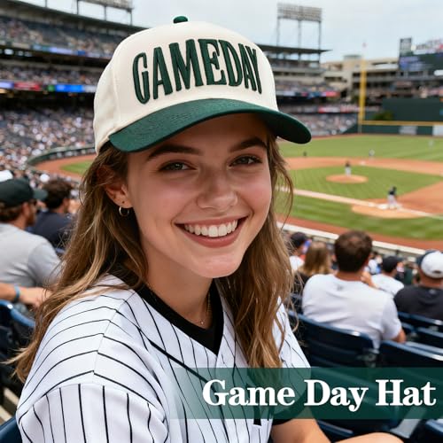 Vintage Embroidered Football Gameday Hat - Dark Green, Game Day Edition