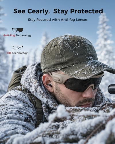 ONNAIS Safety Glasses ANSI Z87.1+ with Earplugs NRR 32dB - Khaki