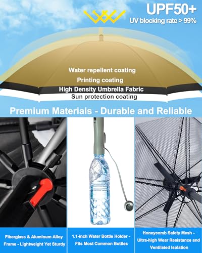 Black 3-in-1 Rechargeable Umbrella with Fan & Mist, Custom Water Bottle, Sun Shade