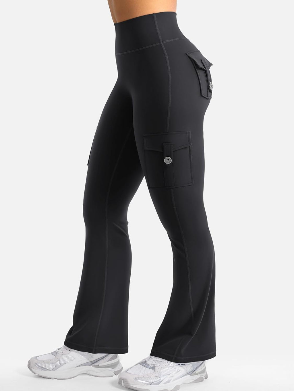 YEOREO CoreFlex Women's High-Waisted Flare Leggings - Hidden Pockets & No Front Seam | Gym & Yoga Essentials