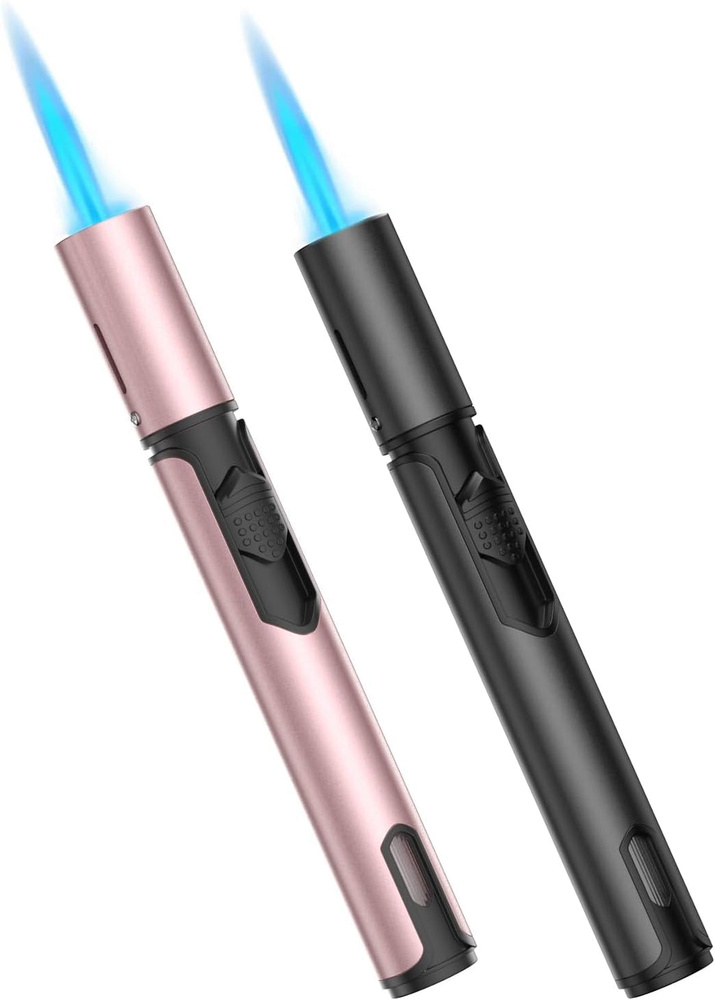 Skiennix Torch Lighters - Windproof Adjustable Jet Flame Butane Refillable - 2 Pack (Rose/Black)