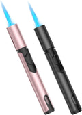 Skiennix Torch Lighters - Windproof Adjustable Jet Flame Butane Refillable - 2 Pack (Rose/Black)