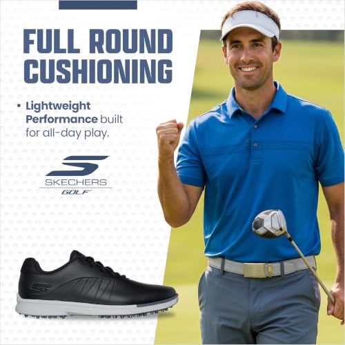 Skechers Men's Waterproof Golf Shoes - Tempo GF, Size 11, Black/Grey