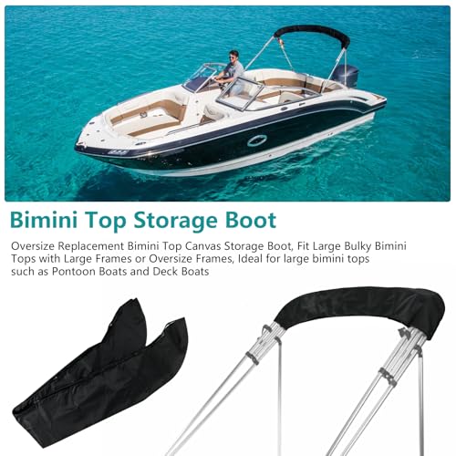 Oversize Boat Bimini Top Canvas Storage Boot for Large Frames Up to 8.5 ft - Black