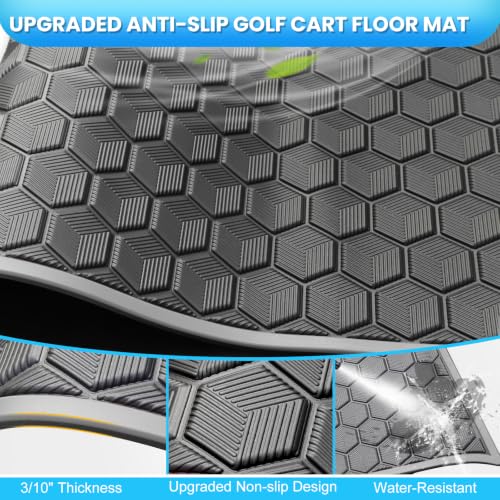 iLSKW Golf Cart Floor Mat for EZGO TXT 1994-Up with Gray Trim, 3/10" Rubber