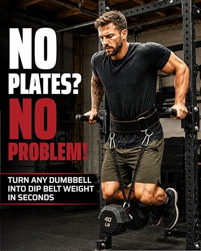 THEFITGUY Dip Belt & Dumbbell Straps Bundle for Heavy Weight Loading