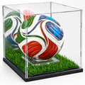 Acrylic Mini Soccer Ball Display Case with Mirror Back & Turf Base - 7.5"Lx7.5"Wx7.9"H, Variation of Acrylic Case for Mini Soccer