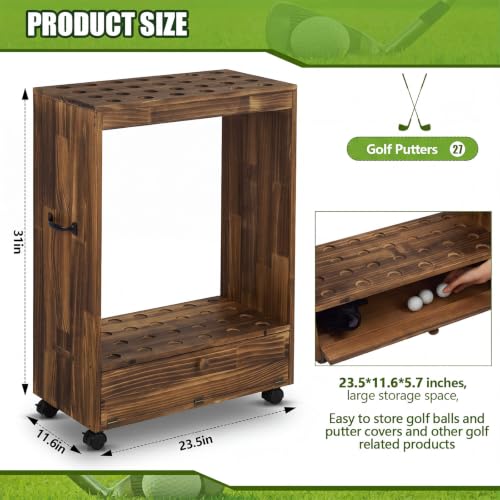 Golf Club Storage Rack for Garage - Brown, 27 Hole Capacity