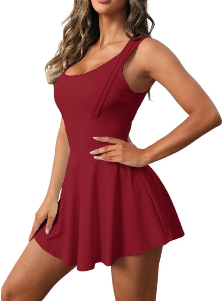 Skiennix Women's 2-in-1 Athletic Tennis Golf Dress - Built-in Shorts for Active Comfort