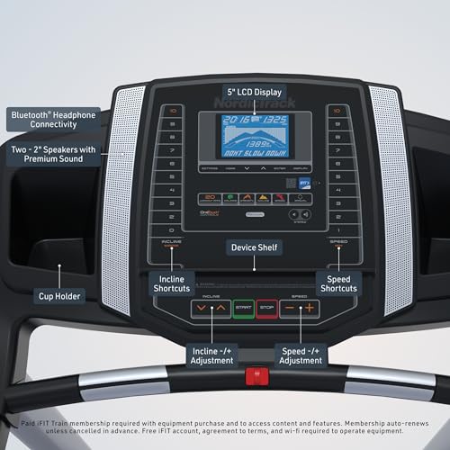 NordicTrack T6.5S Treadmill Console for Home Workout - Black, Foldable & iFIT Compatible