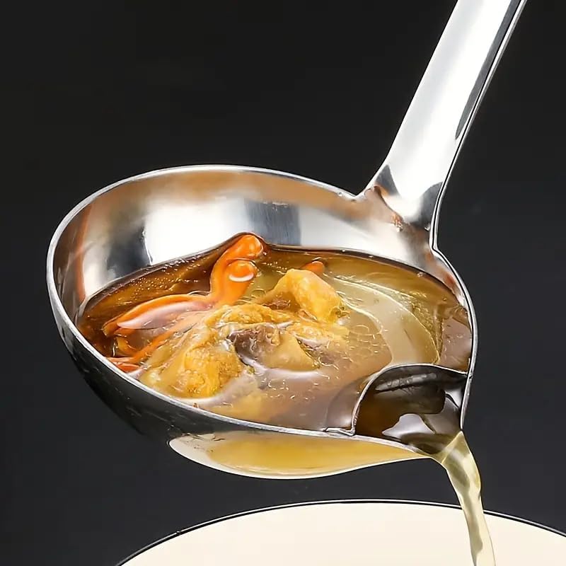Skiennix Stainless Steel Oil Separator - Efficient Gravy & Fat Skimmer Spoon for Kitchen Use