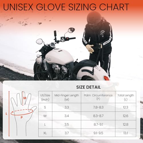 SURGOAL Leather Heated Gloves for Men, 158°F Heating & 8H Battery Life, 7.4V Rechargeable Heated Gloves for Women, Waterproof & Touchscreen Ideal for Winter, Hunting, Motorcycle (PU-Black, L)
