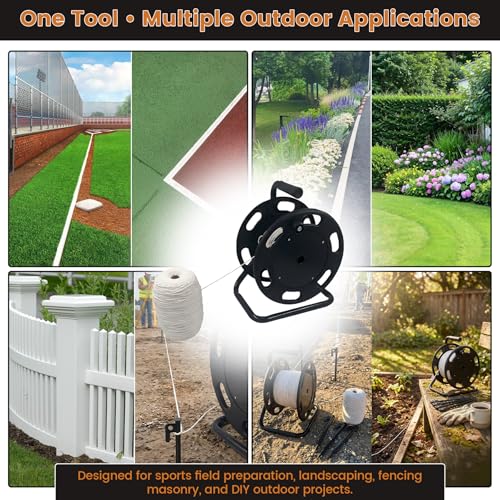 Heavy Duty String Winder Kit with 1312ft Cotton Line & Ground Stakes for Sports Field Marking