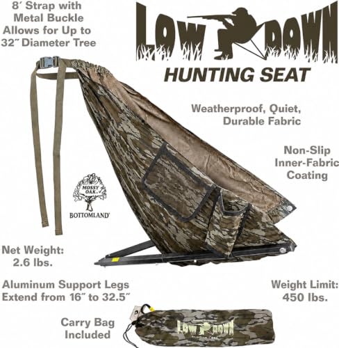 Lightweight Tree Hunting Seat with Adjustable Legs, Camo, and Storage