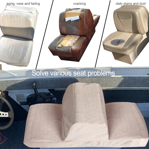 GONGJIANG Khaki 2 Sets Back-to-Back Boat Seat Covers - Microfiber Stretchable Protectors