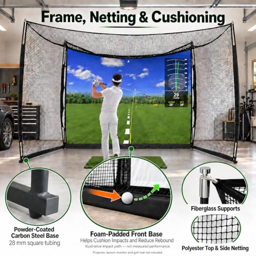 Rayzesttop 11x8Ft Golf Hitting Net with Projection Screen - Practice & Training