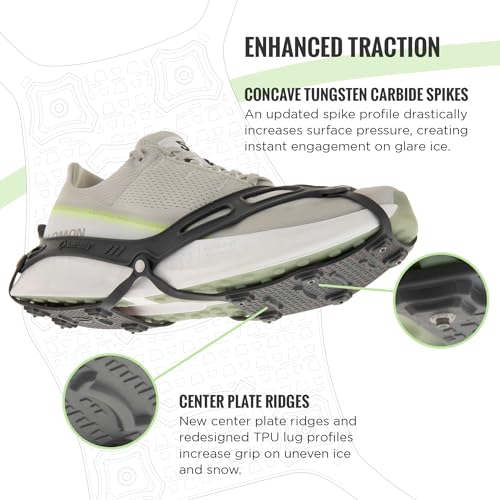 Kahtoola NANOspikes Traction Footwear for Icy Winter Road Running & Walking - Charcoal/Large