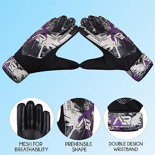 Soccer Goalie Gloves - Youth Football Goalkeeper Gloves with Double Wrist Protection & 4mm Super Grip Palm