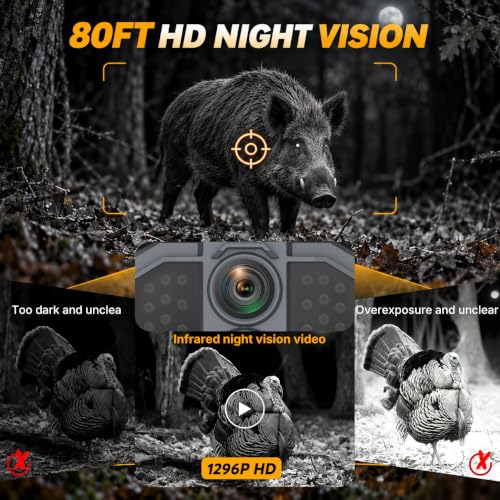 WOSPORTS 48MP WiFi Trail Camera with 7800mAh Solar Battery, 0.1s Trigger, Waterproof IP66, Supports 64GB SD Card