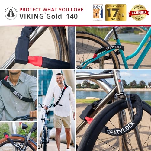 Seatylock Viking Bike Chain Lock 55.11in (140cm) Gold Sold Secure Gold Heavy Duty