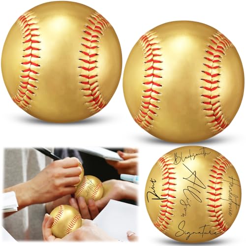 Gold Autograph Baseballs Set of 2 - 9 Inch Blank Signed Baseballs for Collecting and Practice