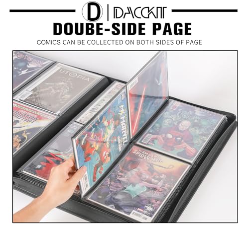 D DACCKIT Premium Comic Binder - Holds 96 Comics, Classic Black