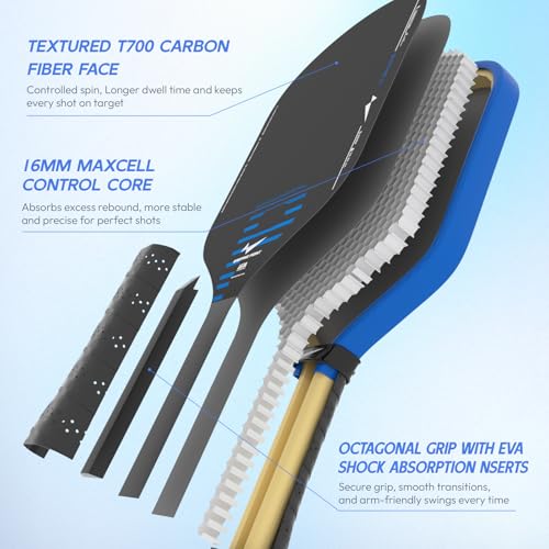 Warping Point Hybrid UPA-A Approved 16MM Carbon Fiber Pickleball Paddle - Thermoformed Design