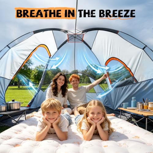 Large 10-Person Family Camping Tent with Rainfly & Mesh Windows