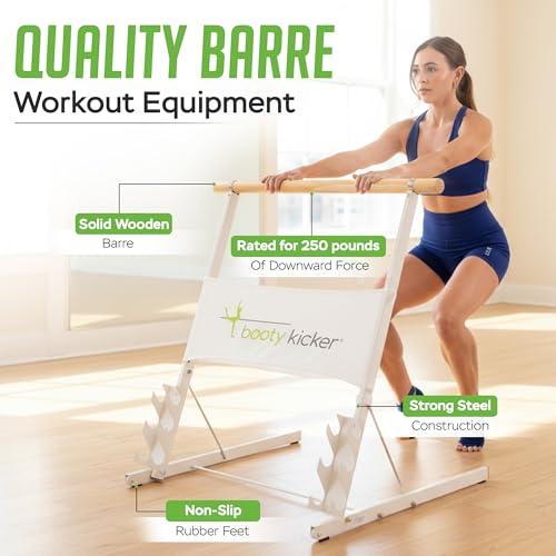 Booty Kicker Portable Folding Ballet Bar for Home Workout - White
