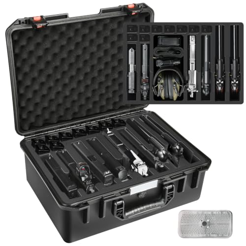 8 Pistol & 9 Magazine Storage Case - Modular Hard Gun Case for Multiple Handguns