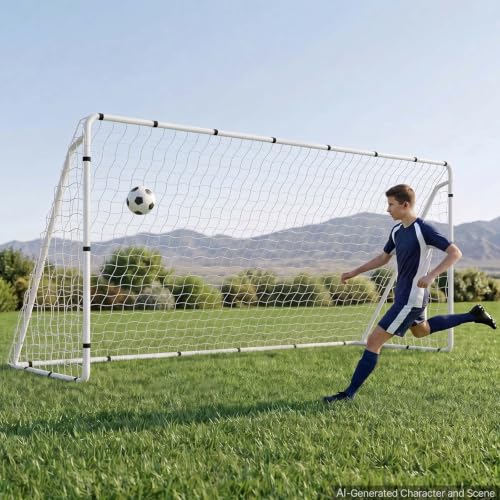 Soccer Goal 12x6 FT with Iron Frame and PE Net - Youth & Outdoor Use - Alloy Steel Variation