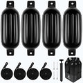 Dreizack Boat Fenders 4 Pack, Bumpers for Docking with Ropes,