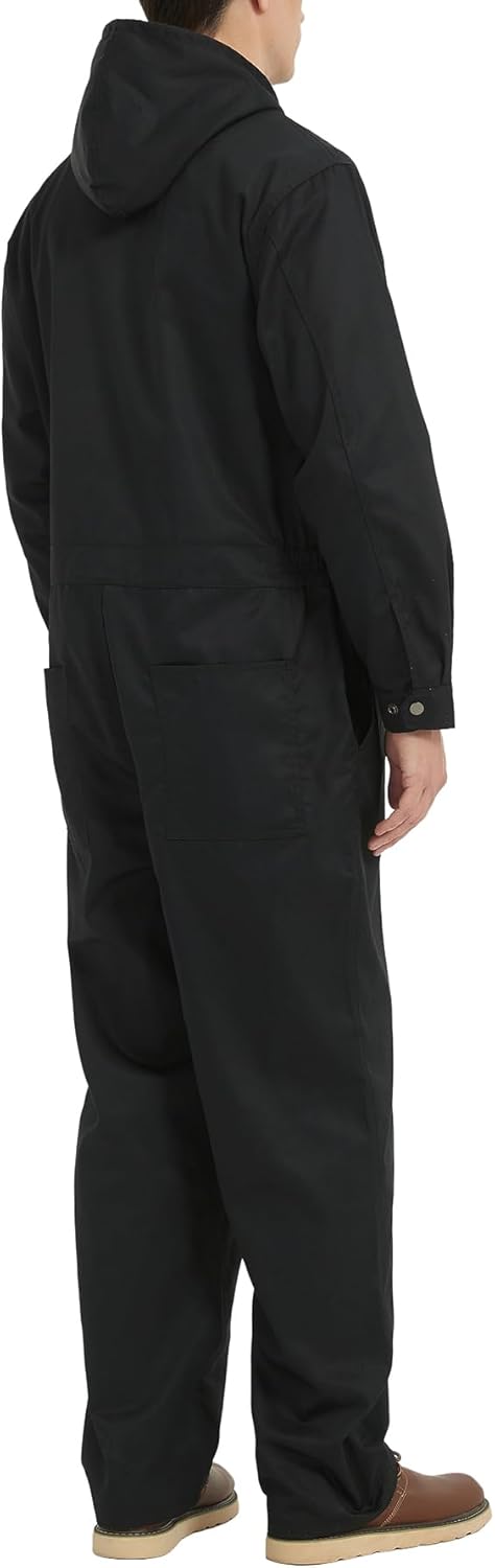 Skiennix Men's Cotton Blend Long Sleeve Coverall - Multi-Pocket Mechanic Work Jumpsuit with Hood