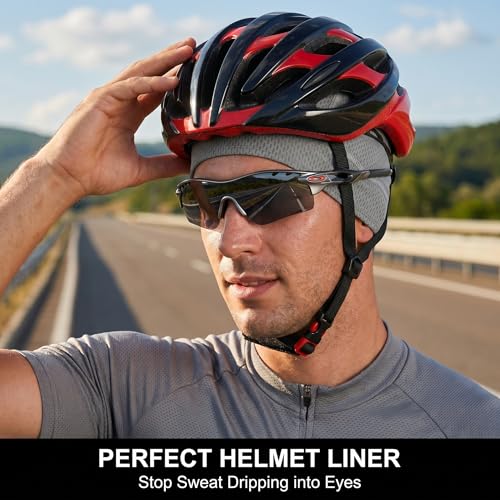 Cooling Skull Caps for Men Women 3-Pack - Quick Dry Helmet Liners Black Grey Blue