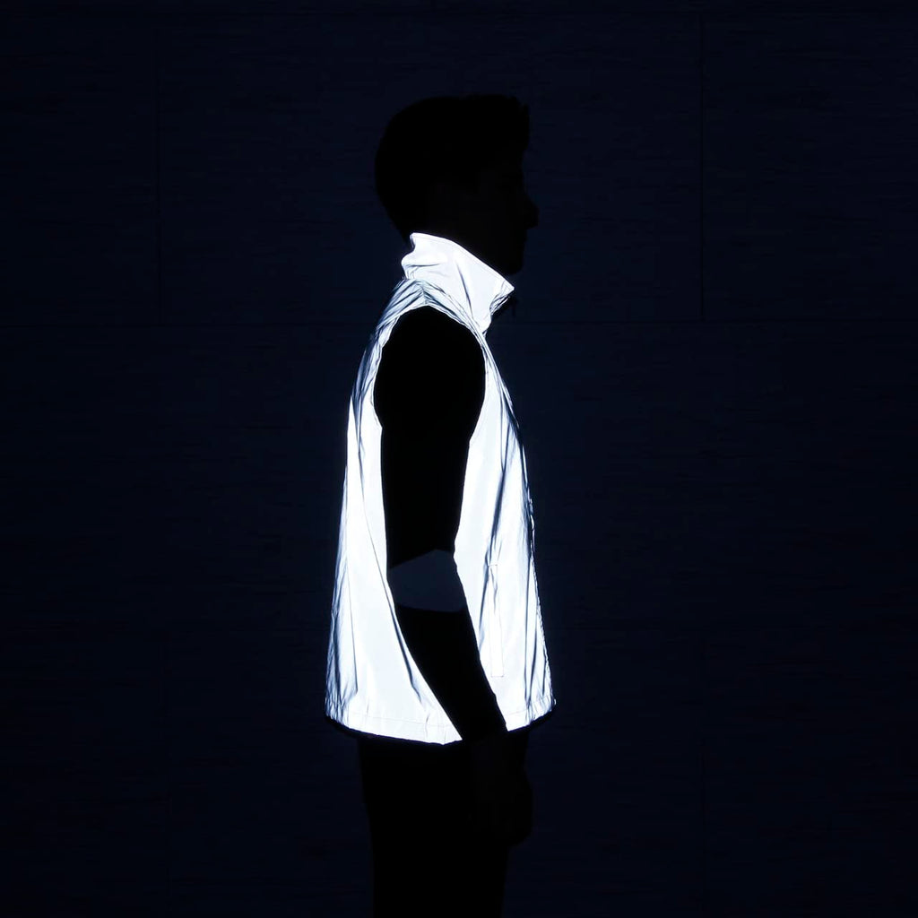 LZLRUN Men Women Reflective Vest Jacket Casual Hiphop Windbreaker Night Sporting Coat Hooded Fluorescent Clothing (XXL)