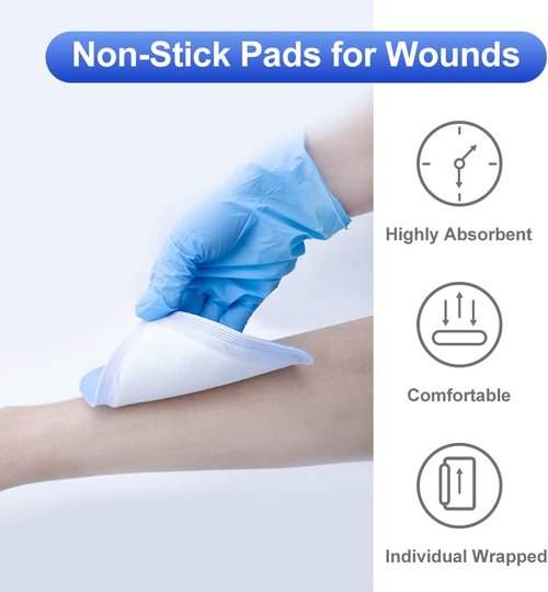 Niceful Super Absorbent Wound Dressing 4" x 8" (10 Pcs) – Sterile Non Stick Gauze Pads for Wound Care, Heavy Exudate Large Bandages for Pressure Ulcers, Bedsores, Diabetic Foot Ulcers