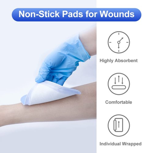Niceful Super Absorbent Wound Dressing 4" x 8" (10 Pcs) – Sterile Non Stick Gauze Pads for Wound Care, Heavy Exudate Large Bandages for Pressure Ulcers, Bedsores, Diabetic Foot Ulcers