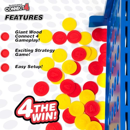 Giant Wood Connect 4 Yard Game - Jumbo Outdoor Strategy Game, 42 Pieces with Carry Bag