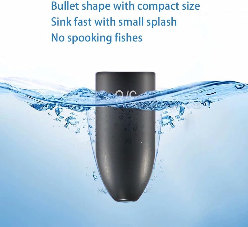 Tungsten Bullet Fishing Weights by [Brand Name] - 12 Pack Insert-Free Worm Sinkers | 1/8 to 1/2 oz Sizes